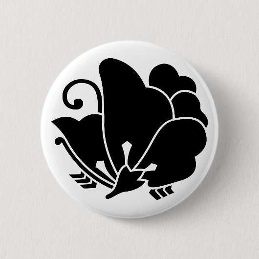 Vlindervormige houtzuring ronde button 5,7 cm (Voorkant)