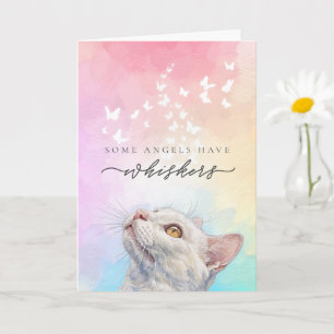 Vlindervormige Witte Kat met Regenboog Snorharen V Kaart