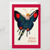  vlindervrouwe Valentijn Briefpapier (Voorkant / Achterkant)
