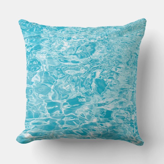 vloeibaar blauw en wit Abstract Sierkussen (Voorkant)