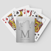 Vloeibaar chroom druppelt metaal monogram pokerkaarten (Achterkant)
