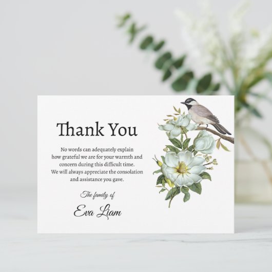 Vloeibaar en vogel Fortemanje bedankt Informatiekaartje (Staand voorkant)