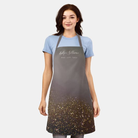 vloeibaar glitter All-Over Print Apron Schort (Gedragen)