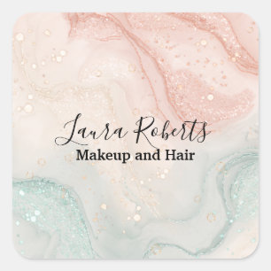 Vloeibaar glitter Roze marmer Square Sticker