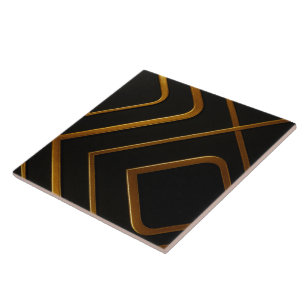 Vloeibaar Goud Zwart Monochroom Geometrisch Keuken Tegeltje