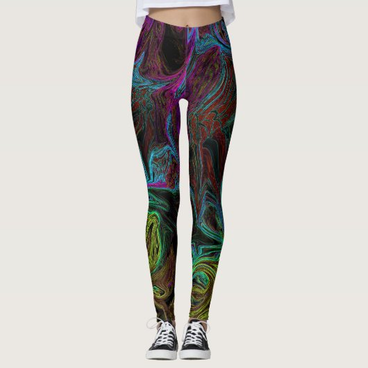 Vloeibaar graffiti geel leggings (Voorkant)