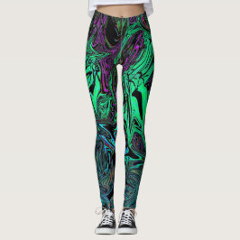 Vloeibaar graffiti groen leggings
