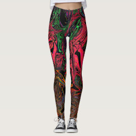 Vloeibaar graffiti rood leggings
