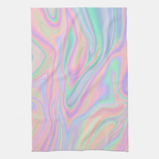 Vloeibaar Iridescent Unicorn kleurenontwerp Theedoek (Verticaal)