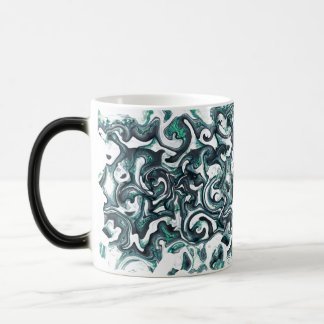 Vloeibaar kristal en beton turquoise zwarte wervel magische mok