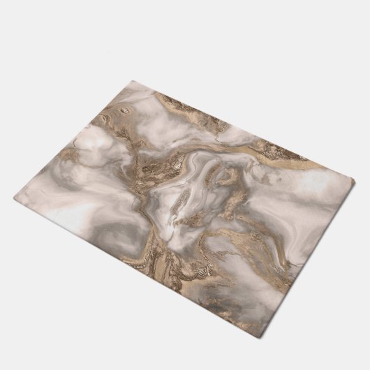 Vloeibaar marmer - parels en goud deurmat (Schuin)