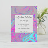 Vloeibaar marmer Vijftig en Fabulous Verjaardag Kaart (Staand voorkant)