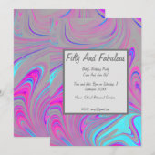 Vloeibaar marmer Vijftig en Fabulous Verjaardag Kaart (Voorkant / Achterkant)