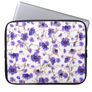 Vloeibaar naadloos patroon met gemarmerde bloemen laptop sleeve