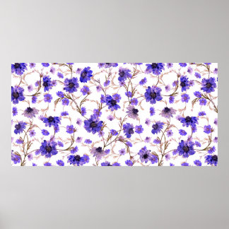 Vloeibaar naadloos patroon met gemarmerde bloemen poster