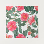 Vloeibaar naadloos patroon, rode kamelliumbloemen  wandkleed (Voorkant (horizontaal))