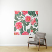 Vloeibaar naadloos patroon, rode kamelliumbloemen  wandkleed (In Situ (horizontaal))