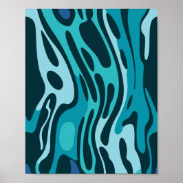Vloeibaar ontwerp met vloeiende blauwe en aquavorm poster