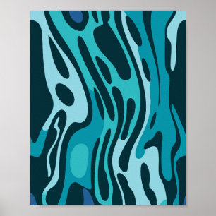 Vloeibaar ontwerp met vloeiende blauwe en aquavorm poster