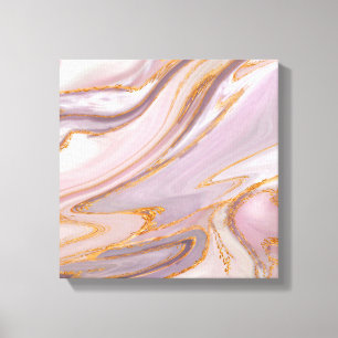 Vloeibaar Roos Marmer en goud Canvas Afdruk