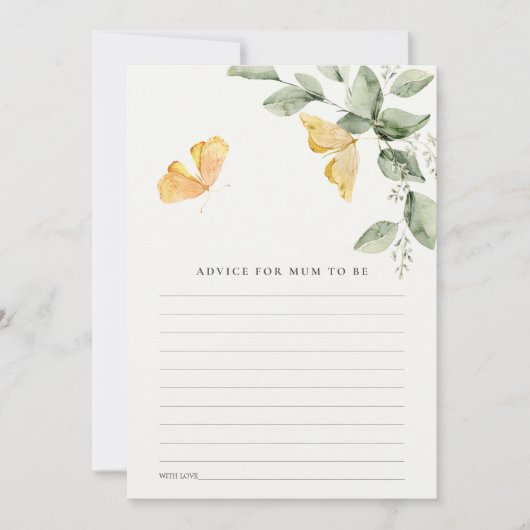 Vloeibaar vlinderadvies voor Baby shower Kaart (Voorkant)
