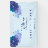 Vloeibaars en paarse bloemen spandoek (Verticaal)