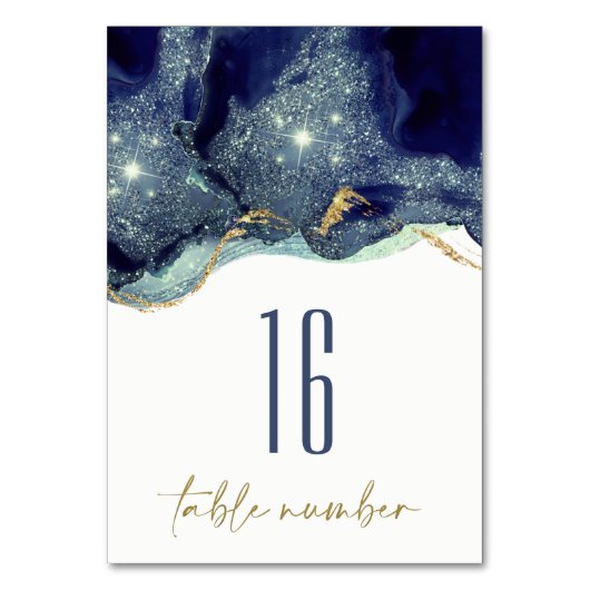 Vloeibare Abstracte alcohol Inkt Gold Navy Glitter Kaart (Voorkant)