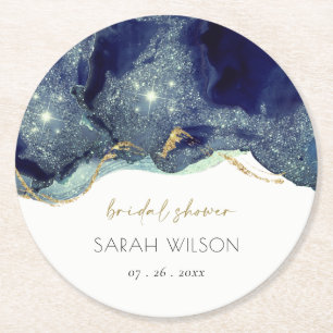 Vloeibare Abstracte inktvis goudzeemacht Vrijgezel Ronde Kartonnen Onderzetter