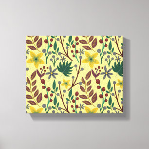 Vloeibare bloemen, bladeren, takken, naadloos, van canvas afdruk