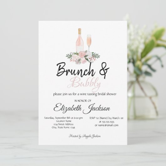 Vloeibare Brunch en bubbelbaar Vrijgezellenfeest Kaart (Staand voorkant)