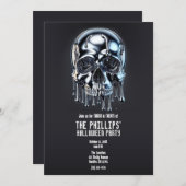 Vloeibare Chrome Zilveren Drip Schedel Halloween P Kaart (Voorkant / Achterkant)