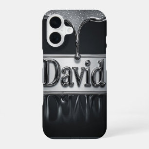 💧 Vloeibare Chroom “David” Flow Metallic Naam Lux iPhone 16 Hoesje