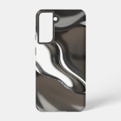 Vloeibare Chroomstroom Abstract Metaalachtig Samsung Galaxy Hoesje (Achterkant)