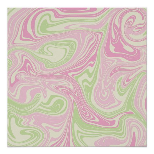 Vloeibare draai groen roze patroon perfect poster (Voorkant)