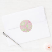 Vloeibare draai groen roze patroon ronde sticker (Envelop)