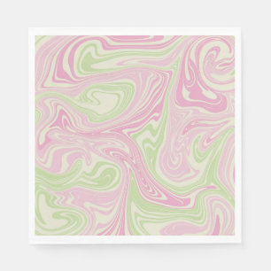 Vloeibare draai groen roze patroon servet