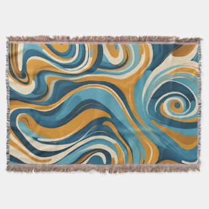 Vloeibare Draaikolk Okerblauwe Trippy Patroon Deken