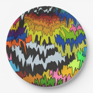 Vloeibare Drip Kleurrijke Groovy Stripe Trippy Pat Papieren Bordje