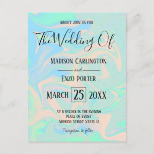 Vloeibare faux holografische iriserende textuur briefkaart