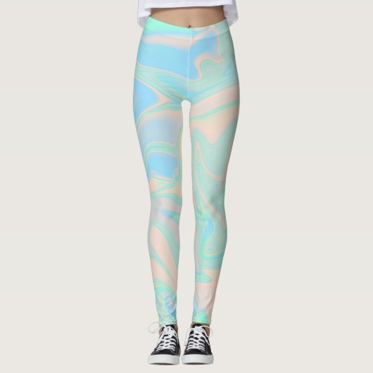 Vloeibare faux holografische israëlische textuur leggings (Voorkant)