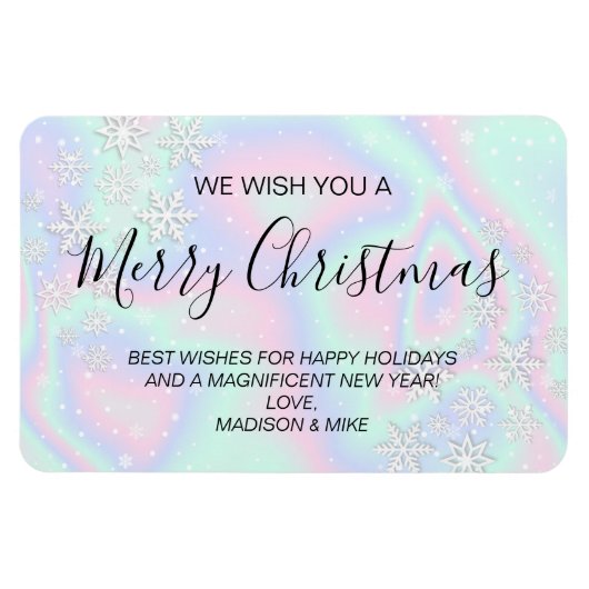 Vloeibare Faux Holografische Textuur Sneeuwvlokken Magneet (Horizontaal)