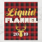 Vloeibare Flanel Rood & Zwart Buffel Plaid Gouden Wijn Etiket (Enkel label)