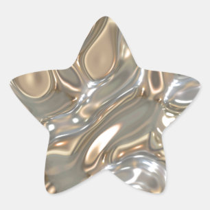 Vloeibare Goud en Zilver Ster Sticker