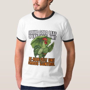 Vloeibare Gouden Blad Chaos Controle Haan T-shirt
