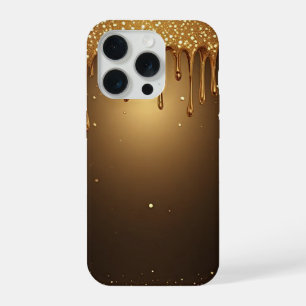 💛 Vloeibare Gouden Drip Elegantie Glitter Luxe iPhone 15 Pro Hoesje