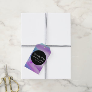 Vloeibare inkt kleurrijke paarse marmer wervel bed cadeaulabel