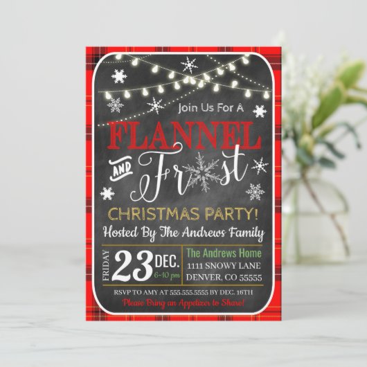 Vloeibare kerstuitnodiging kaart (Staand voorkant)