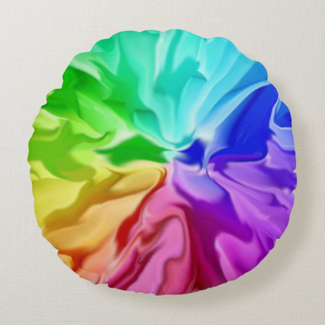Vloeibare kleur rond kussen (Voorkant)