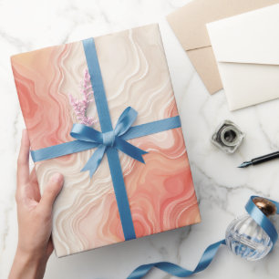 Vloeibare Koraal Perzik Waterstroom Abstract Patro Cadeaupapier