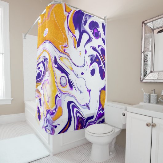 Vloeibare kunsttextuur: wervelende verf. douchegordijn (In situ)